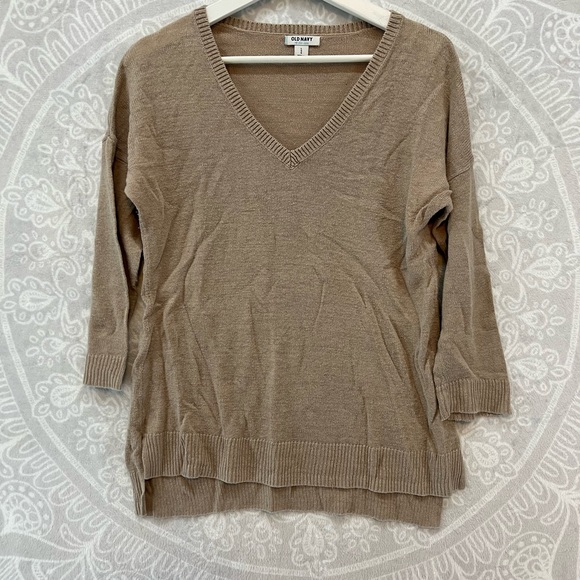 OLD NAVY GUC BIEGE LONG HALF 3/4 SLEEVE DROP SHOULDER TUNIC STYLE L LARGE 706 - Picture 3 of 9